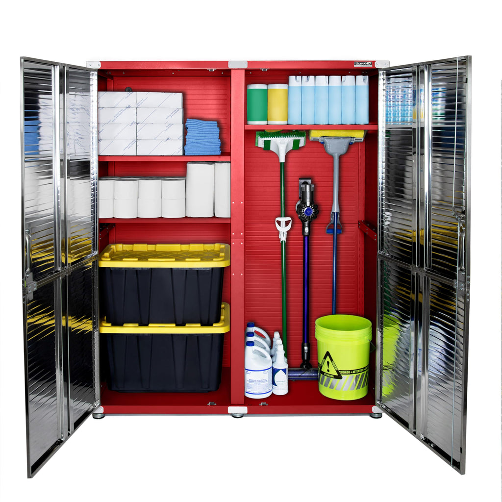 Seville Classics UltraHD Solid Steel Lockable Metal Storage Cabinet Locker Organizer, w/Adjustable Shelves for Garage, Warehouse, Office, Classroom, Granite, 30" W x 18" D x 72" H