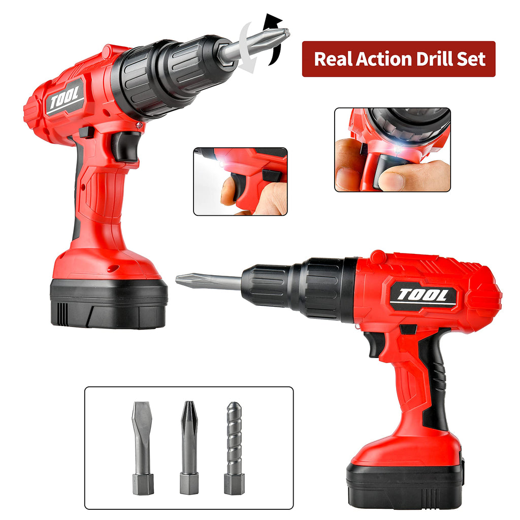 Toy Choi's Toy Drill for Kids - Electric Kid Drill Set Pretend Play Tool with Realistic Sound & Action, Construction Toy Tools for Kids Ages 3-5 with Toddler Screw Set (Green)