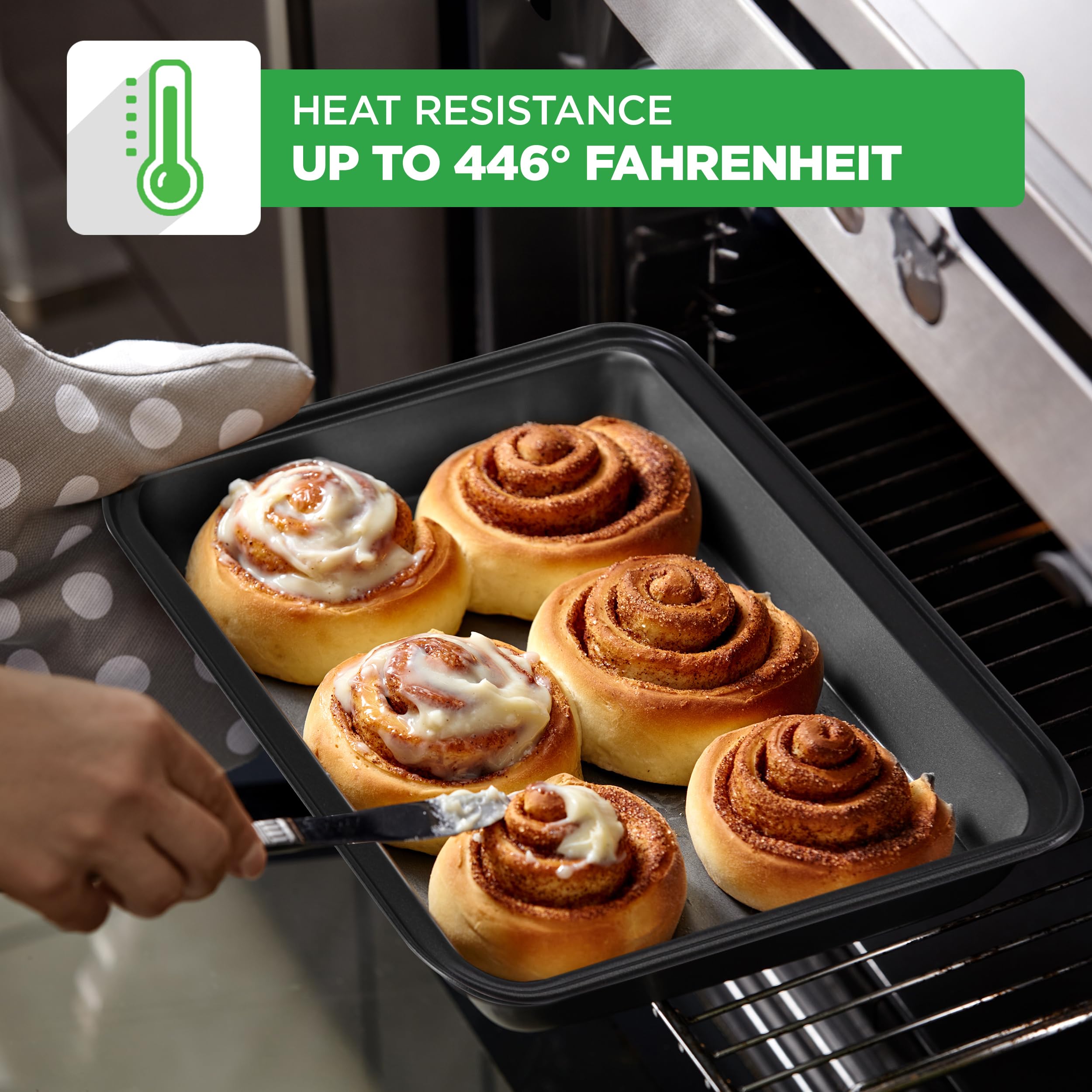 NutriChef 10-Piece Non-Stick Baking Set – Heavy-Duty Carbon Steel Bakeware Set w/ Cookie Sheets, Muffin Pan, Roasting Pan, Cake Pan, Baking Tray, Pizza Pan – Effortless Food Release & Easy Cleanup