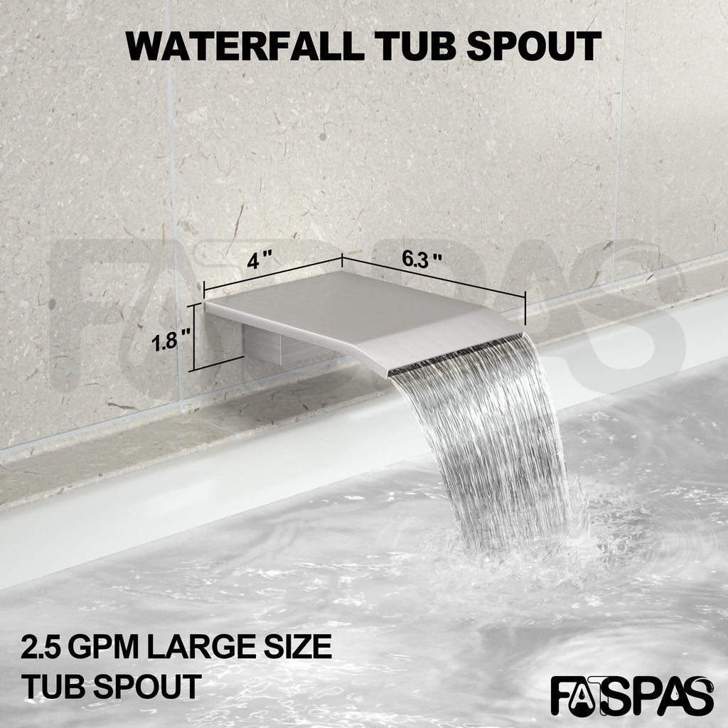 Brushed Gold Shower System with 10-Inch Rain Showerhead and Tub Spout | cUPC-certified pressure balance brass valve to prevent scalding, CEC-certified air injection technology for low pressure