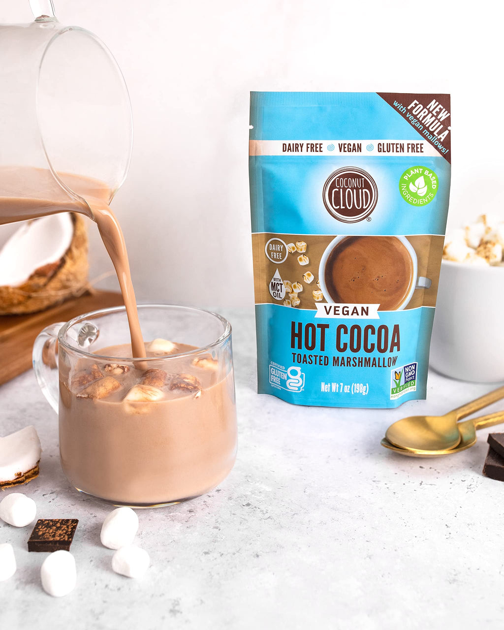 Coconut Cloud: Vegan, Natural, Delicious, Creamy Chocolate | Made in Colorado from Premium Milk Powder (Non-GMO, Gluten Free), Winter Cocoa Bundle, 7oz Each (Original, Toasted Marshmallow & Peppermint)…
