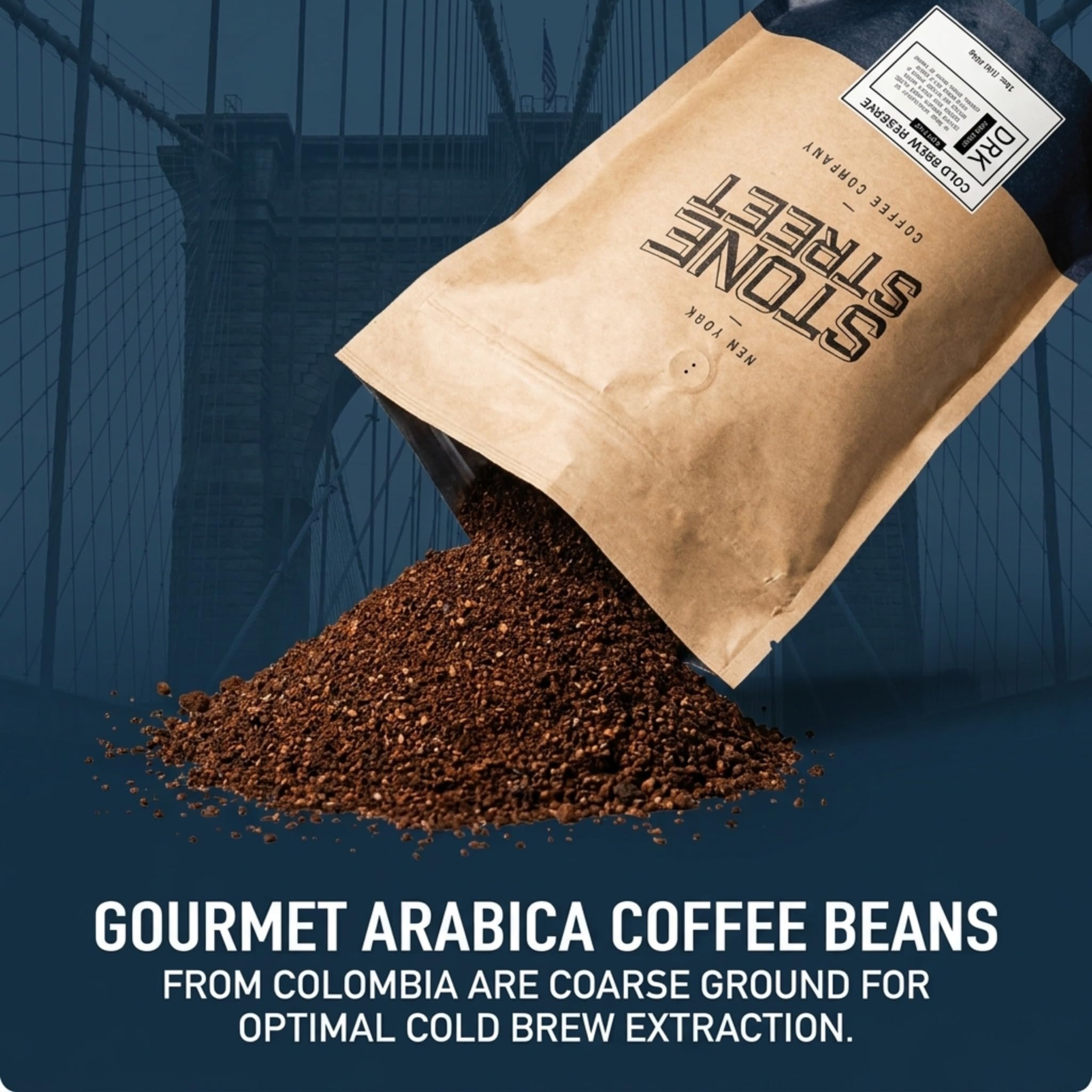 Stone Street Cold Brew Coffee, Low Acid, 100% Arabica, Gourmet Coffee - Breakfast Blend, Medium Roast, Coarse Ground, 2 LB