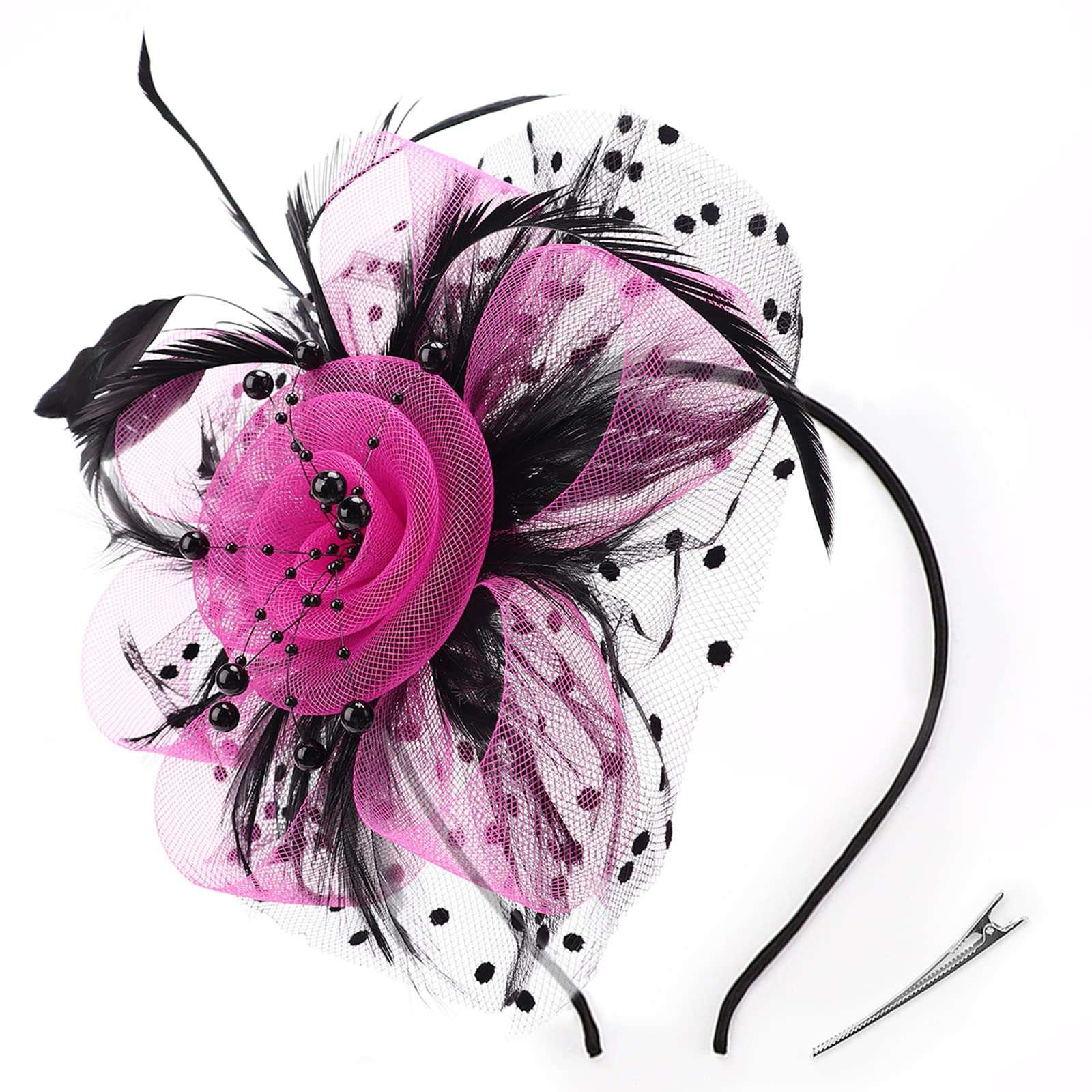 AQOKKA Women Fascinators Hats Flower Fascinators with Headband and Clip Tea Party Headwear for Women and Girls