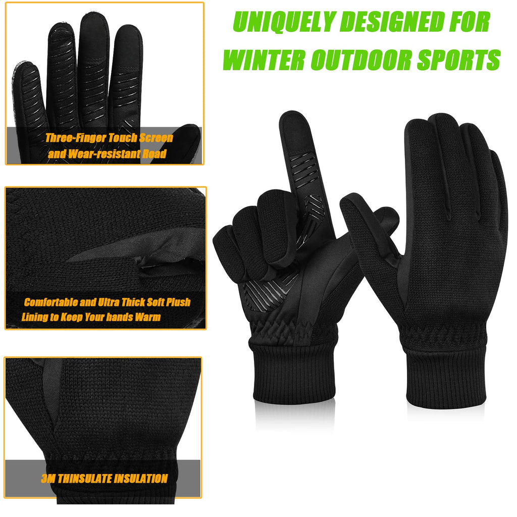 MOREOK Winter Gloves for Men/Women -10°F 3M Thinsulate Warm Touch Screen Snow Ski Bicycle Bike Gloves for Driving/Cycling/Running/Hiking