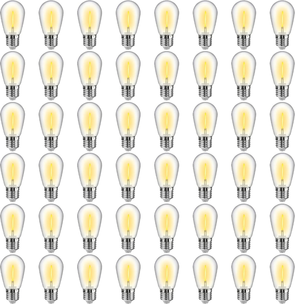 48 Pack S14 LED Bulbs for Outdoor String Lights, Replacement Waterproof Edison Bulb, 1W String Light Bulbs for Patio Backyard, Soft Warm White 2200K, Equivalent 11w Incandescent String Bulb, E26 Base