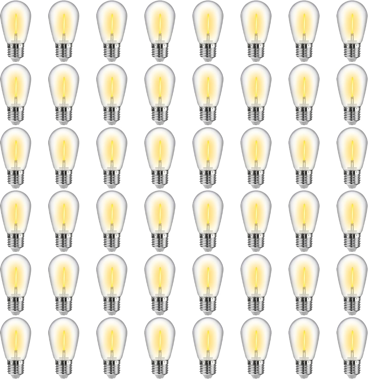 48 Pack S14 LED Bulbs for Outdoor String Lights, Replacement Waterproof Edison Bulb, 1W String Light Bulbs for Patio Backyard, Soft Warm White 2200K, Equivalent 11w Incandescent String Bulb, E26 Base