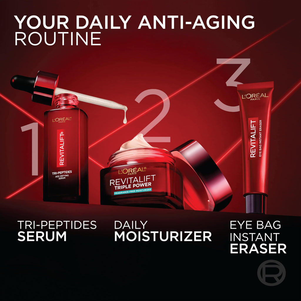 L'Oreal Paris Revitalift Triple Power Anti-Aging Face Moisturizer, Pro Retinol, Hyaluronic Acid & Vitamin C to Reduce Wrinkles, Firm & Brighten Skin, 2.55 Oz