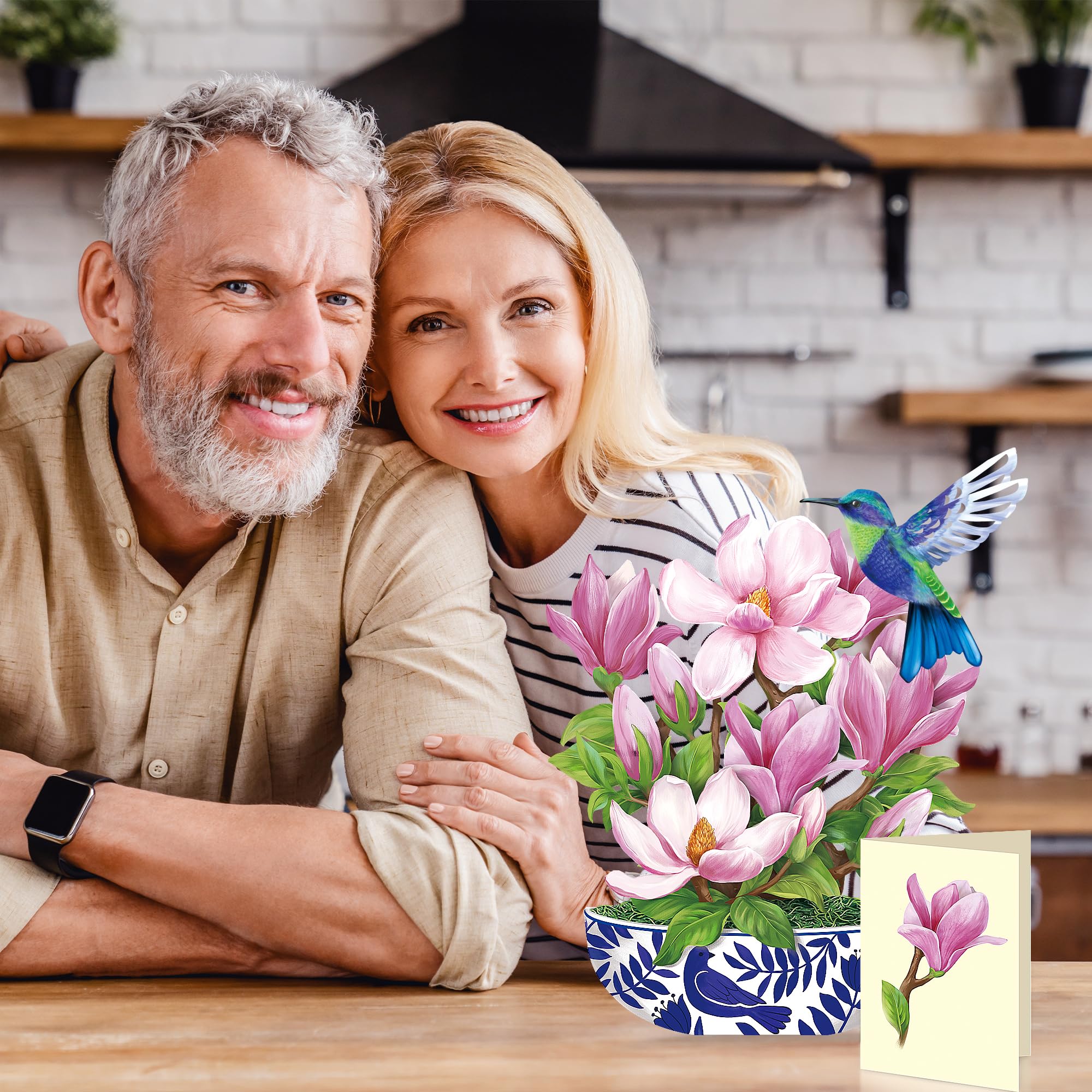 Airpark 3D Pop Up Paper Flowers Bouquet Card 12’‘ with Note & Envelope, Birthday Gifts, Get Well, Thank You, Greeting Cards for Women Mom Wife Friends, Daisies and Butterflies