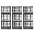 Homey Pet 37 inch Stackable Heavy Duty Dog Crate, Indestructible Escape Proof Dogs Cage Kennel with Lockable Wheels, Removable Tray & Metal Grid, Double Doors for High Anxiety Medium/Small Dogs