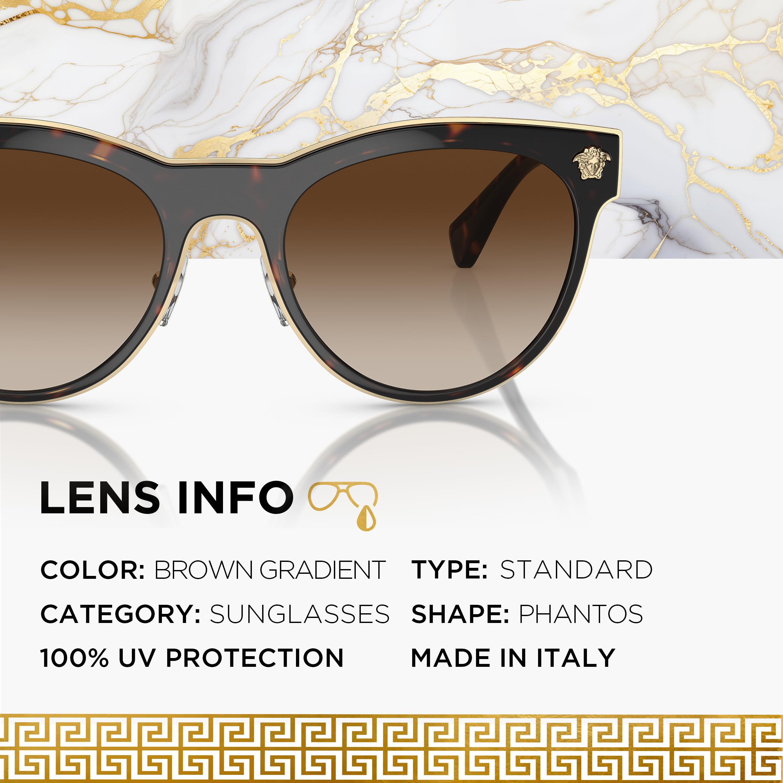 VERSACE VE2198 Phantos Shape Metal Sunglasses 54mm