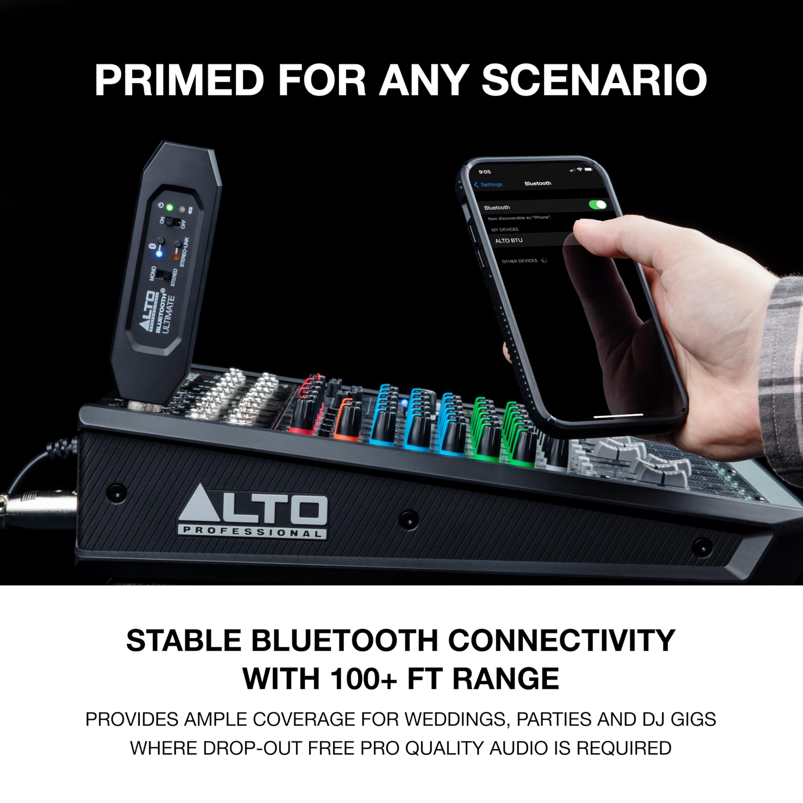 ALTO Bluetooth Total 2 XLR Equipped Rechargeable Bluetooth Receiver for Mixing Desk Audio Mixer Setups and Active PA Systems
