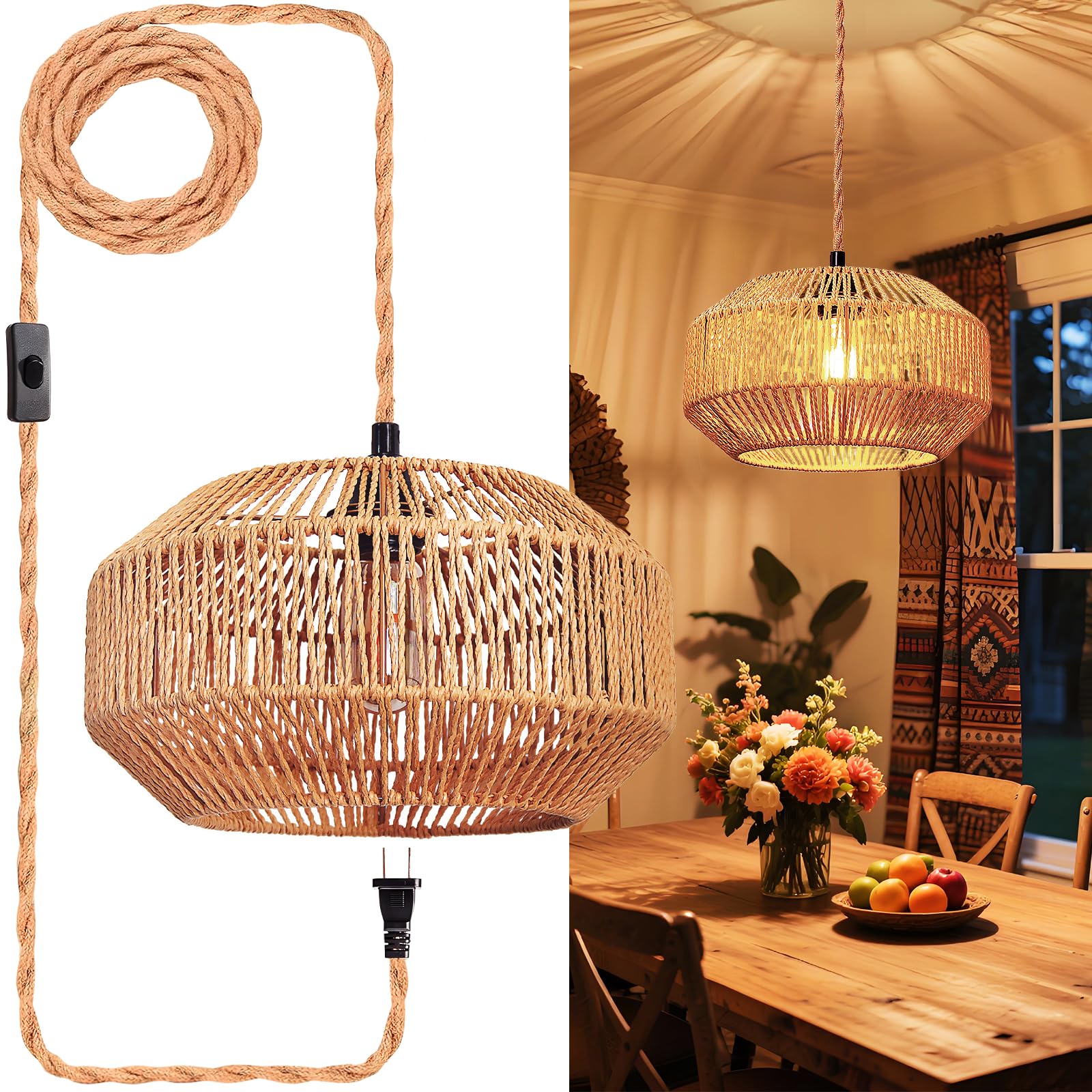 Maliralt Pendant Light Hanging Lights Fixture - Adjustable Hanging Lamps with Black Metal Diamond Shade for Kitchen Island, Dining Room Over Table, Breakfast Corner, Farmhouse Home Decor - 1 Pack