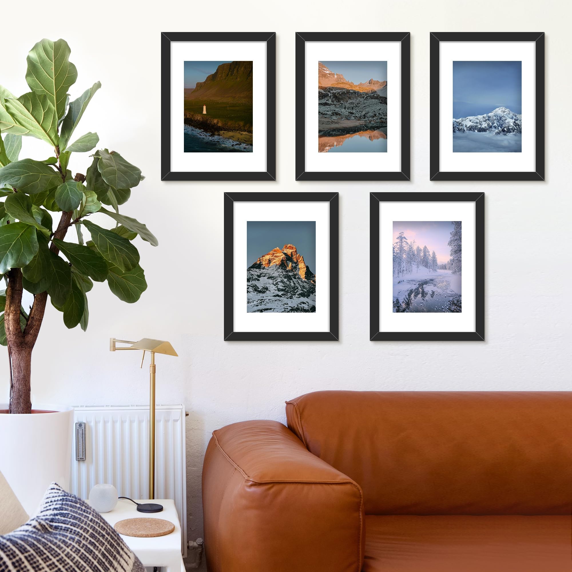 Picrit 24x34 Black Poster Frame 7 Pack, Display Pictures 20x30 Picture with Mat or 24 x 34 without Mat for Horizontal or Vertical Wall Mounting, Wall Gallery Photo Frames