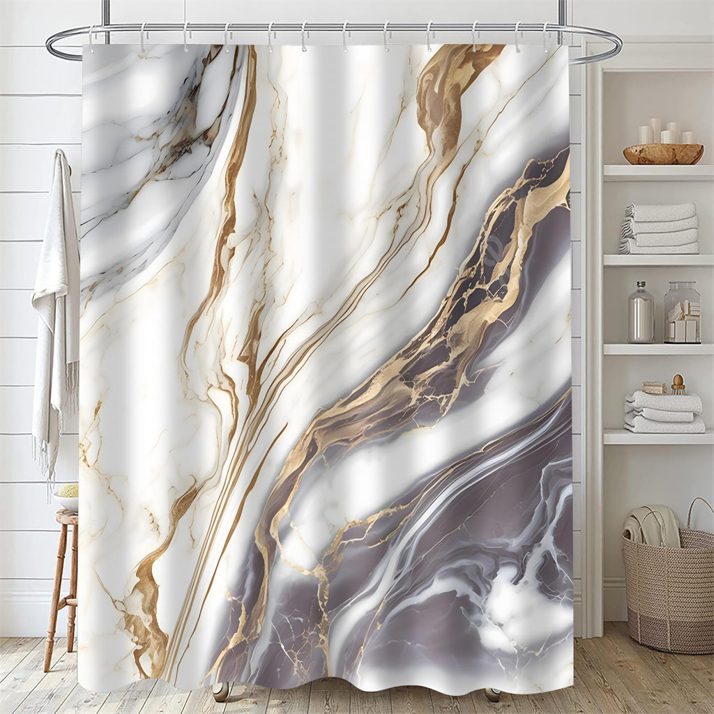 Nkzply 4 Pcs Black Marble Shower Curtain Sets with Rugs Gold Bathroom Sets with Shower Curtain and Rugs Modern Abstract Bathroom Decor Accessories Shower Curtains for Bathroom Toilet Lid Cover
