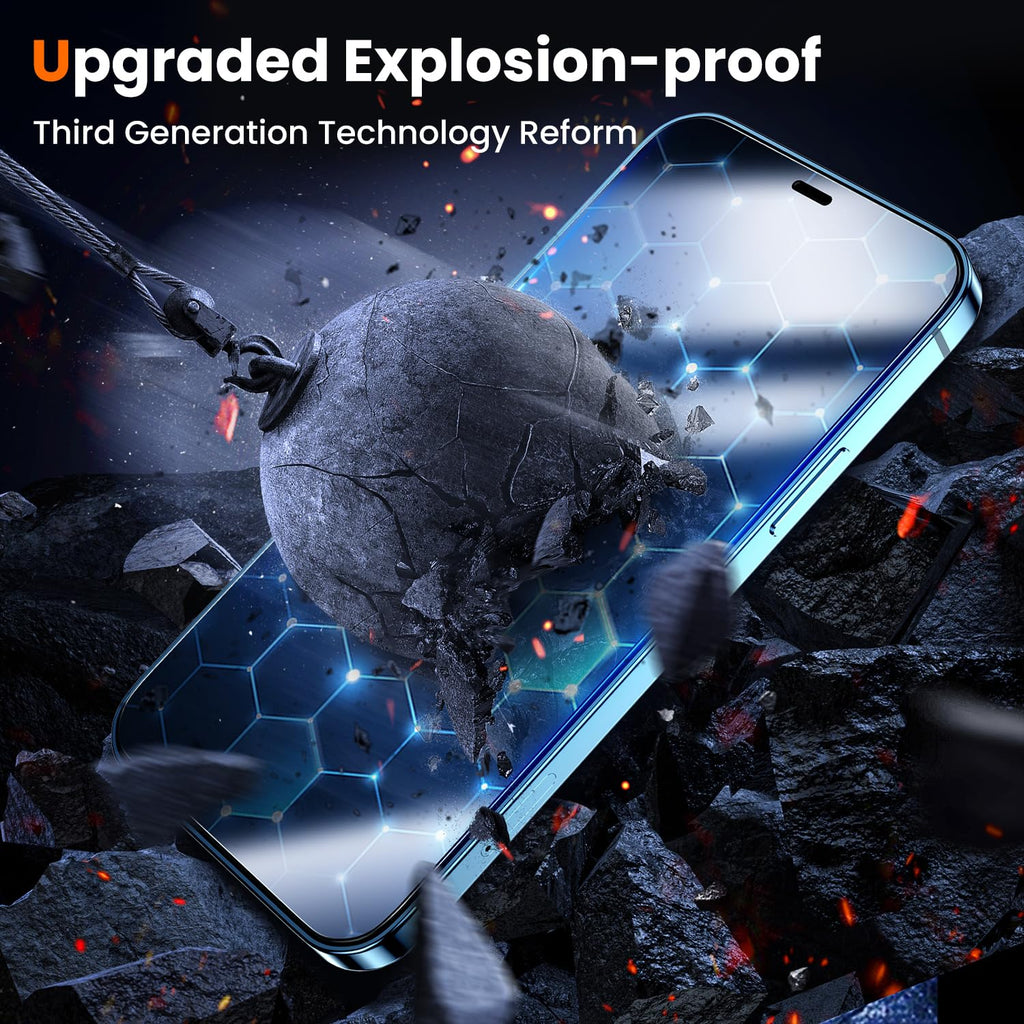 UniqueMe for iPhone 12 Pro Max Privacy Screen Protector - [Military Grade Shatterproof & 9H+ Hardness] Screen Protector 12 Pro Max Tempered Glass Full Coverage Protection, Easy to install, 2 Packs