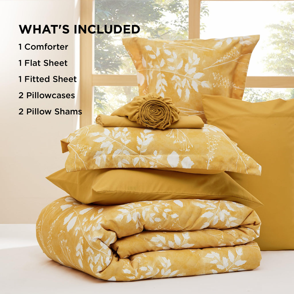 Bedsure Twin Comforter Set - 5 Pieces Floral Sage Green Soft Bedding Sets, Twin Bed in a Bag with Botanical Flowers Comforter, Sheets, Pillowcase & Sham