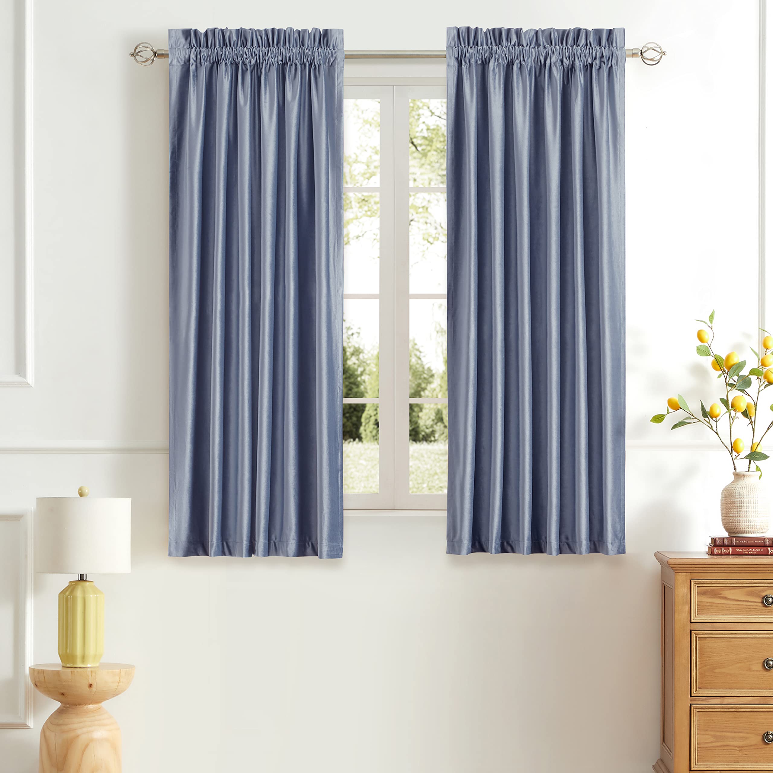 Champagne Beige Velvet Curtains 63 inches for Living Room Luxury Room Darkening Curtain Elegant Bedroom Thermal Insulated Modern Heavy Thick Soft Soundproof Rod Pocket Window Drapes Set of 2 Panels