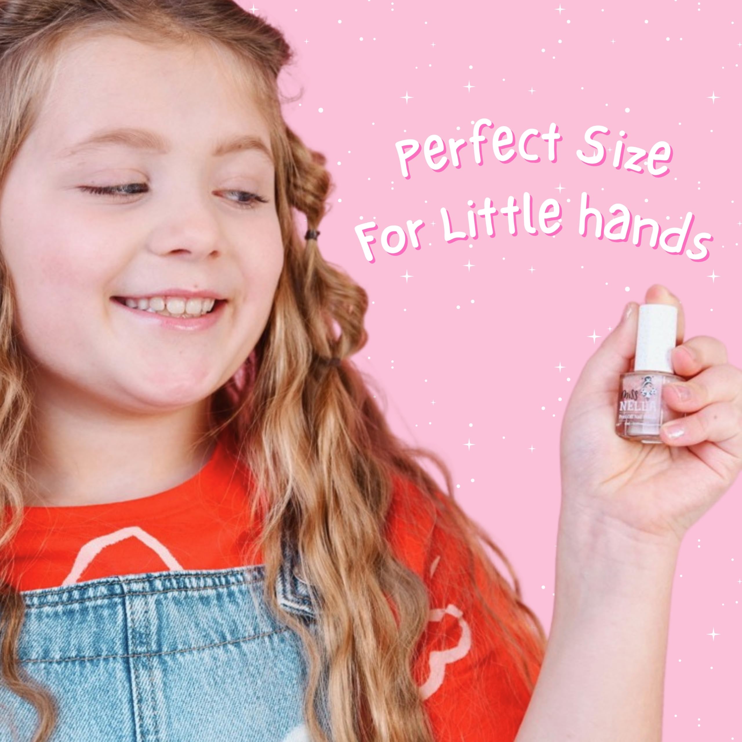 MISS NELLA ABRACADABRA – Safe Special sparkly pink Nail Polish for Kids, Non-Toxic & Odor Free Formula for Children and Toddlers, Natural Water Based for Easy Peel Off (Abracadabra)