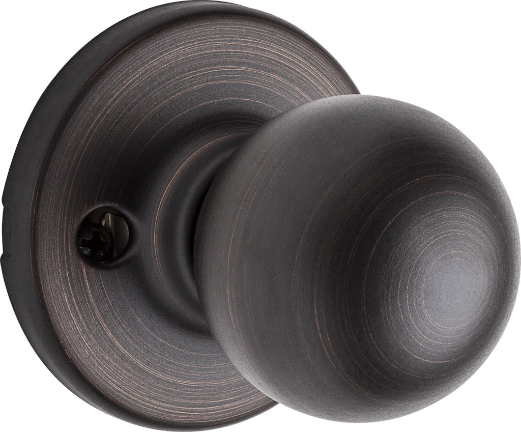 Kwikset Polo Dummy Door Knob, Single Sided Handle for Closets, French Double Doors, and Pantry, Matte Black Non-Turning Interior Push/Pull Door Knob, with Microban Protection