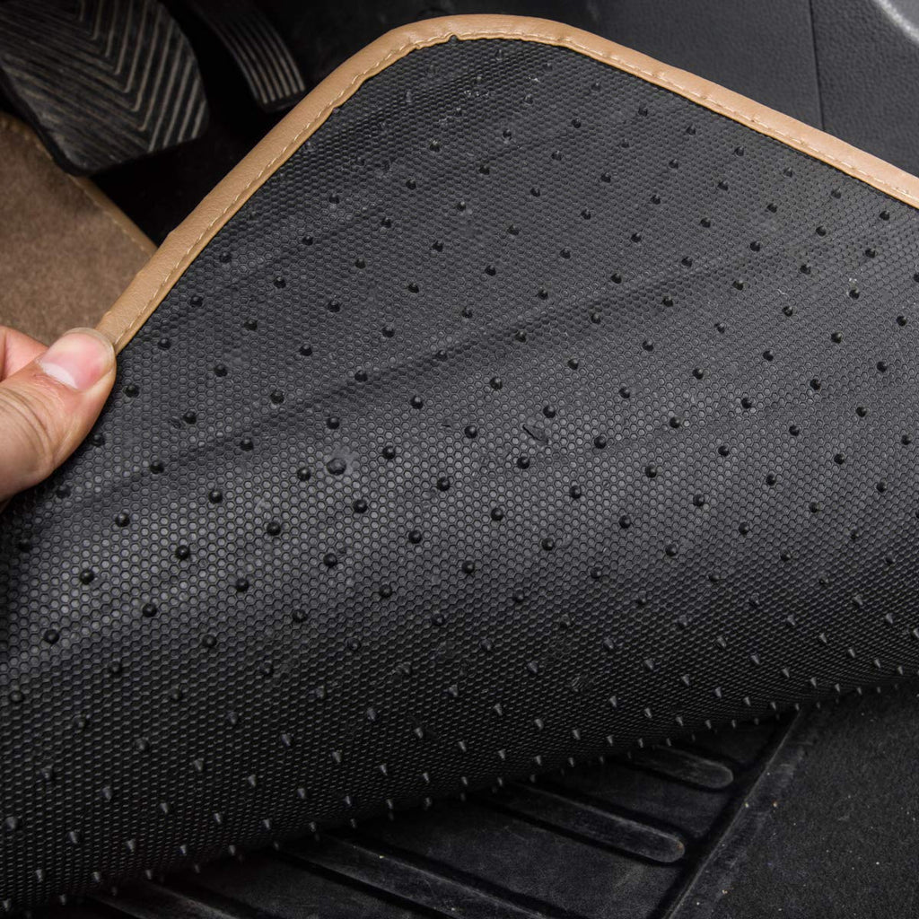 CAR PASS Car Seat Covers Full Set for Women Girls with Waterproof Car Floor Mats,Anti-Slip Leather Steering Wheel Cover,Universal Fit for SUVs,Vans,Trucks,Sedans,Cars (Combo Set,Black & Pink)