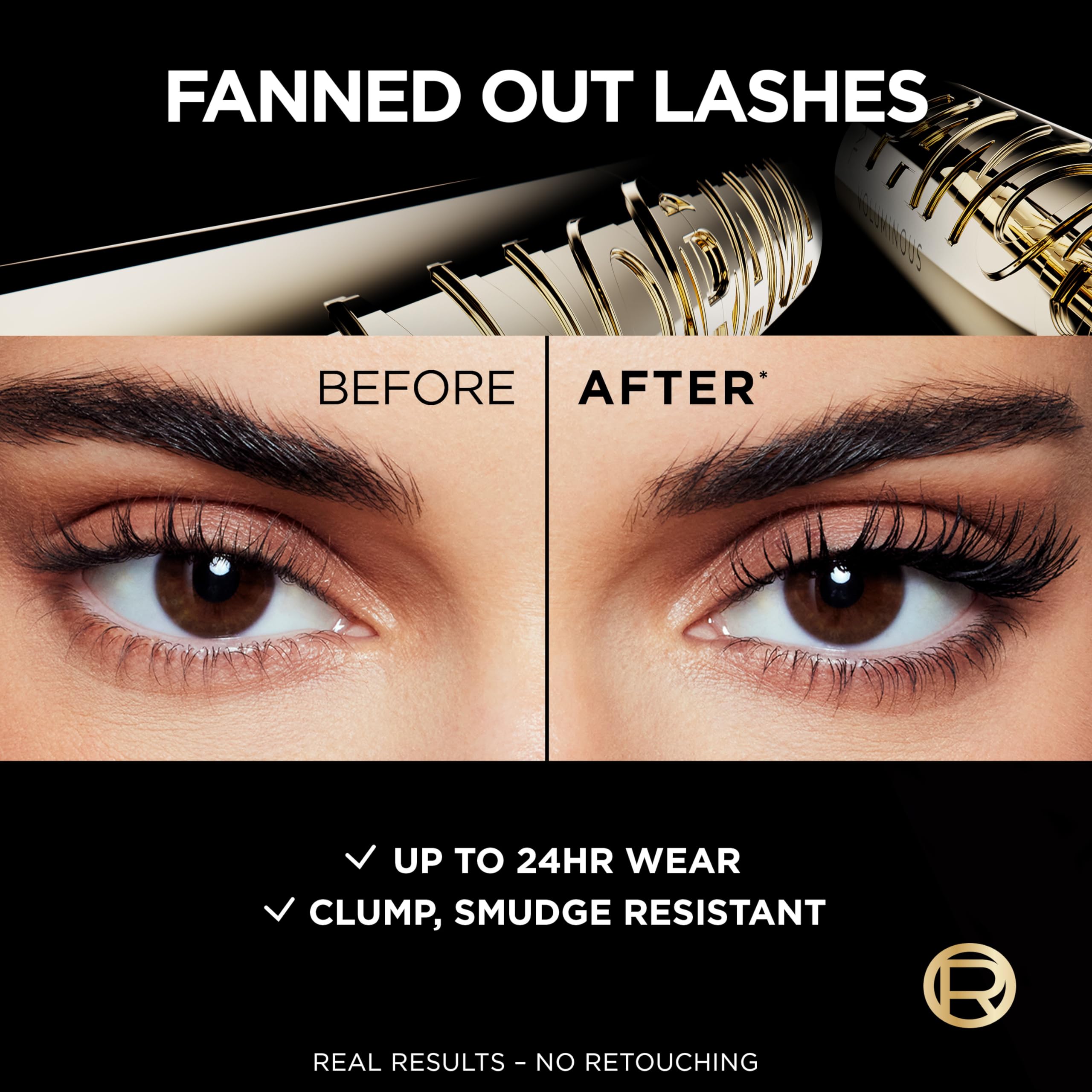 L'Oreal Paris Voluminous Panorama Mascara, Volumizing and Lengthening Formula, Longwear, Smudge-Resistant and Washable, All Night Black Mascara, 0.33 Fl Oz