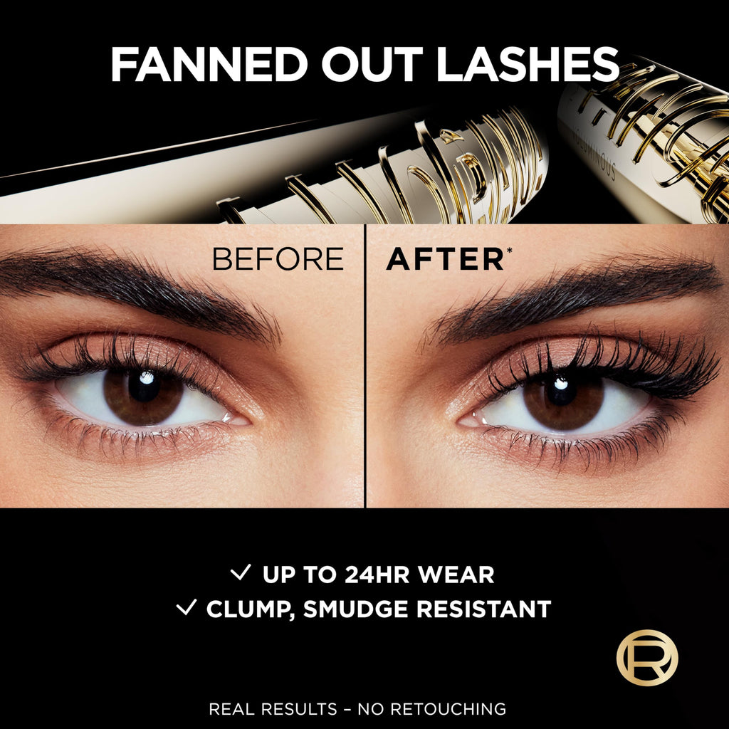 L'Oreal Paris Voluminous Panorama Mascara, Volumizing and Lengthening Formula, Longwear, Smudge-Resistant and Washable, All Night Black Mascara, 0.33 Fl Oz