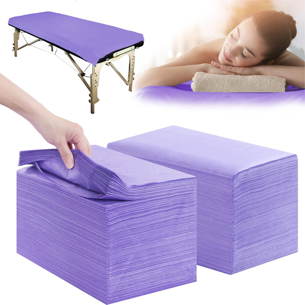 Disposable Bed Sheets 100 Pcs 31" x 71" Massage Table Sheets Non Woven Fabric SPA Bed Cover Breathable for Massage Beauty Tattoos（Black）