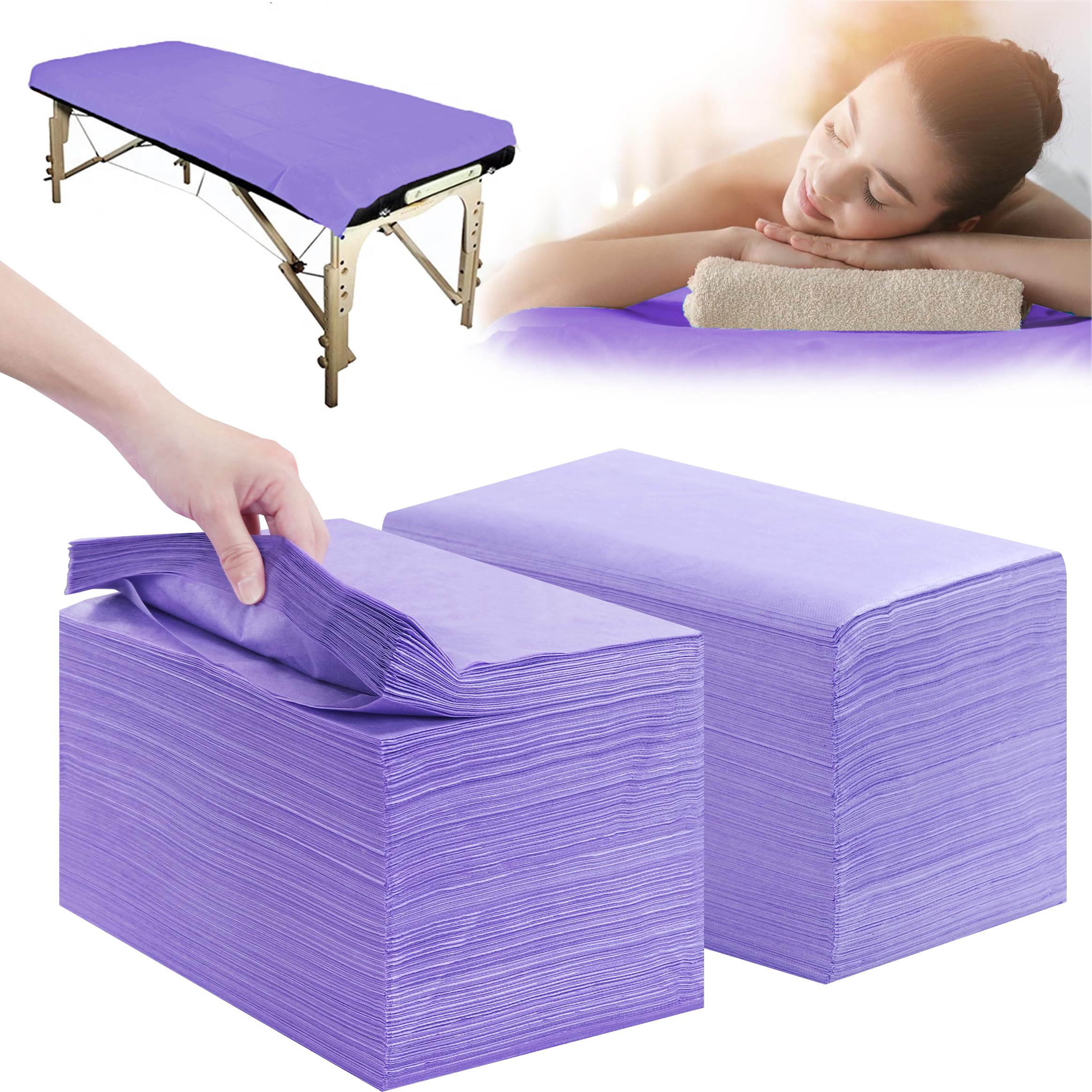 Disposable Bed Sheets 100 Pcs 31" x 71" Massage Table Sheets Non Woven Fabric SPA Bed Cover Breathable for Massage Beauty Tattoos（Black）