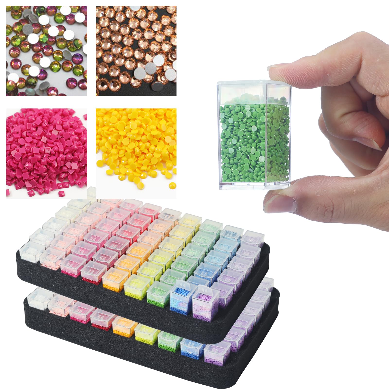 Douorgan Diamond Painting Storage Containers Portable Bead Organizer Shockproof Bead Art Storage Case Jewelry Beads Storage Box (30 Small Boxes)