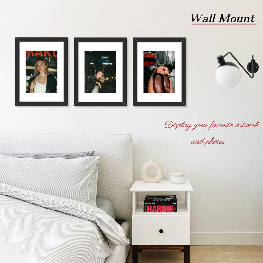 Picrit 24x34 Black Poster Frame 7 Pack, Display Pictures 20x30 Picture with Mat or 24 x 34 without Mat for Horizontal or Vertical Wall Mounting, Wall Gallery Photo Frames