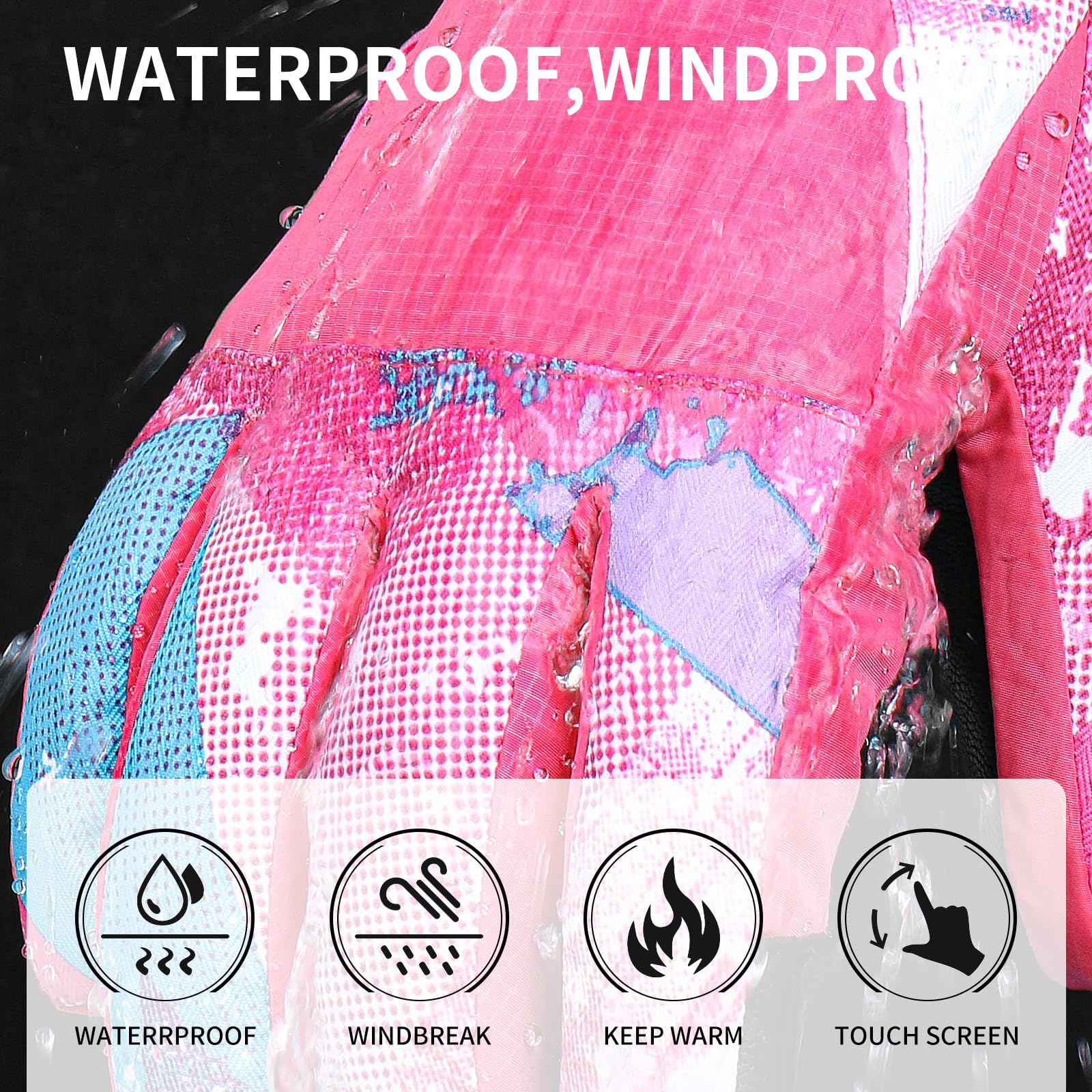 Ski Gloves,Snow Gloves Waterproof Winter Warm Cold Weather Touchscreen Gloves for Parent& Child Kids Skiing,Snowboarding