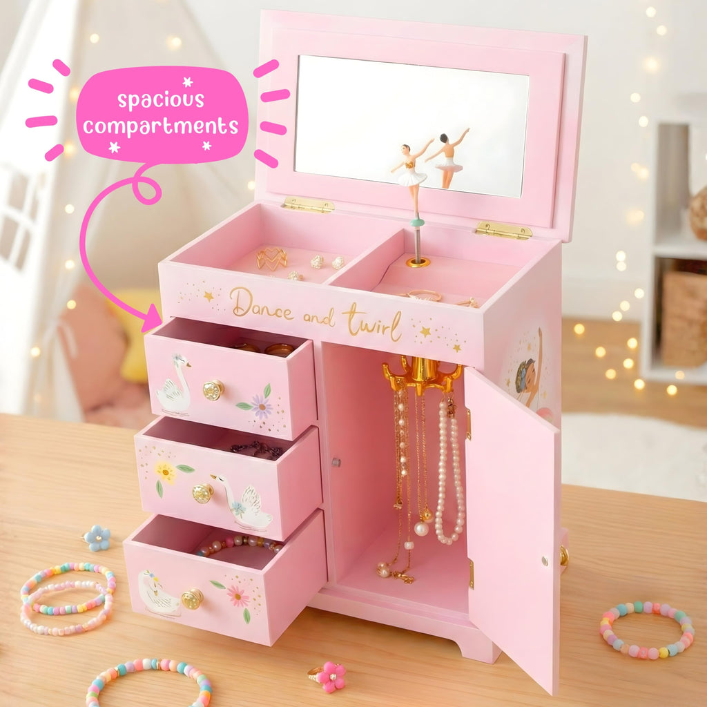 Giggle & Honey® Unicorn Musical Jewelry Box for Girls Unicorn Toys for Girls Age 4-6 Kids Jewelry Box with Drawers