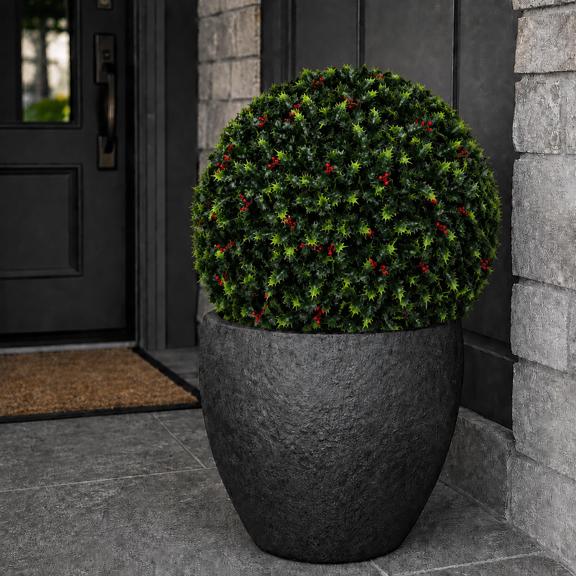 3rd Street Inn XL Baby's Breath Topiary Ball - Artificial Plant Set - Indoor/Outdoor Wedding Party Decor - Faux Foliage Garden Sphere - Tree and Bush Substitute (19")
