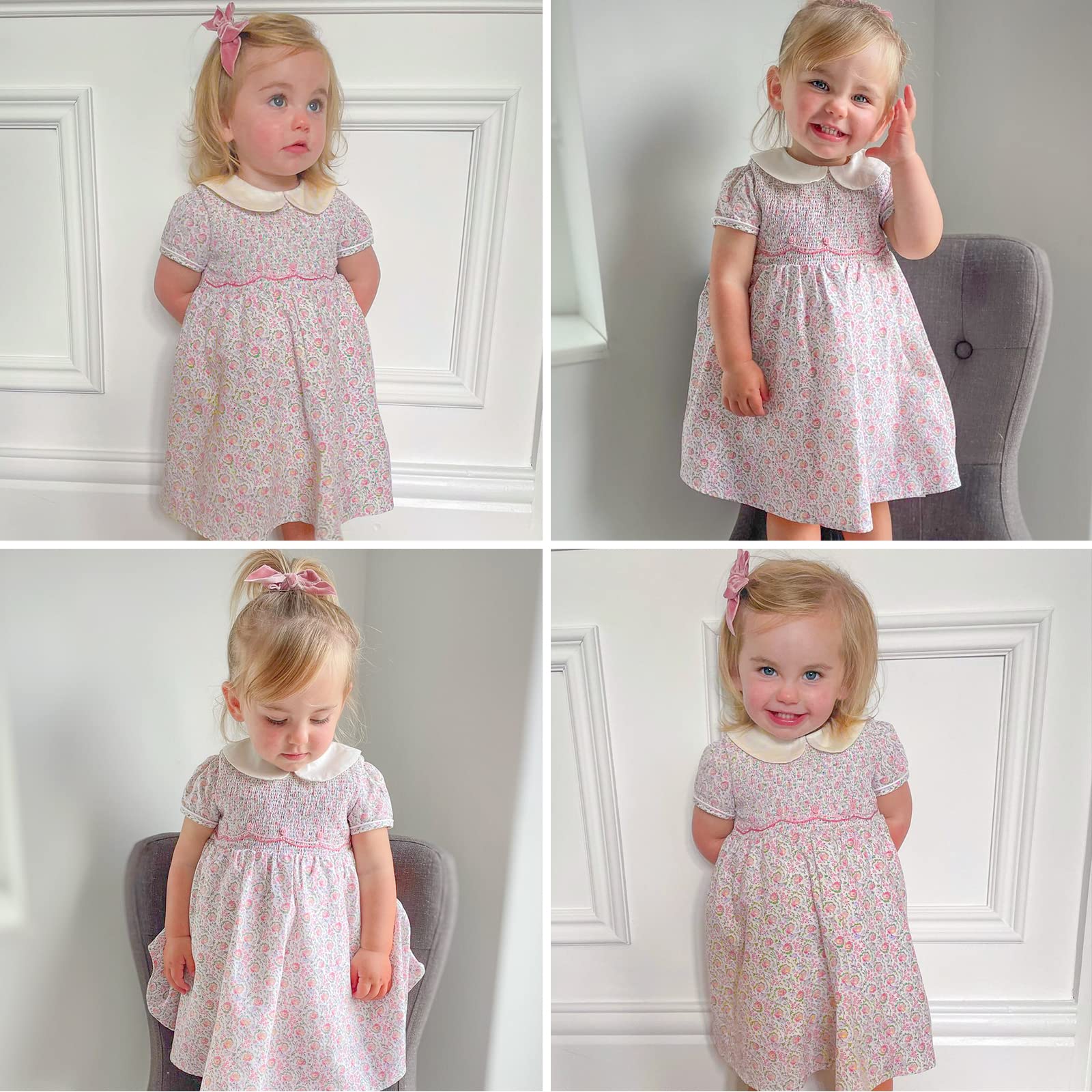 Simplee kids Baby Girl Smocked Dress Summer Casual Short Sleeve Dresses Floral Print Sundress Princess Dress for Toddlers