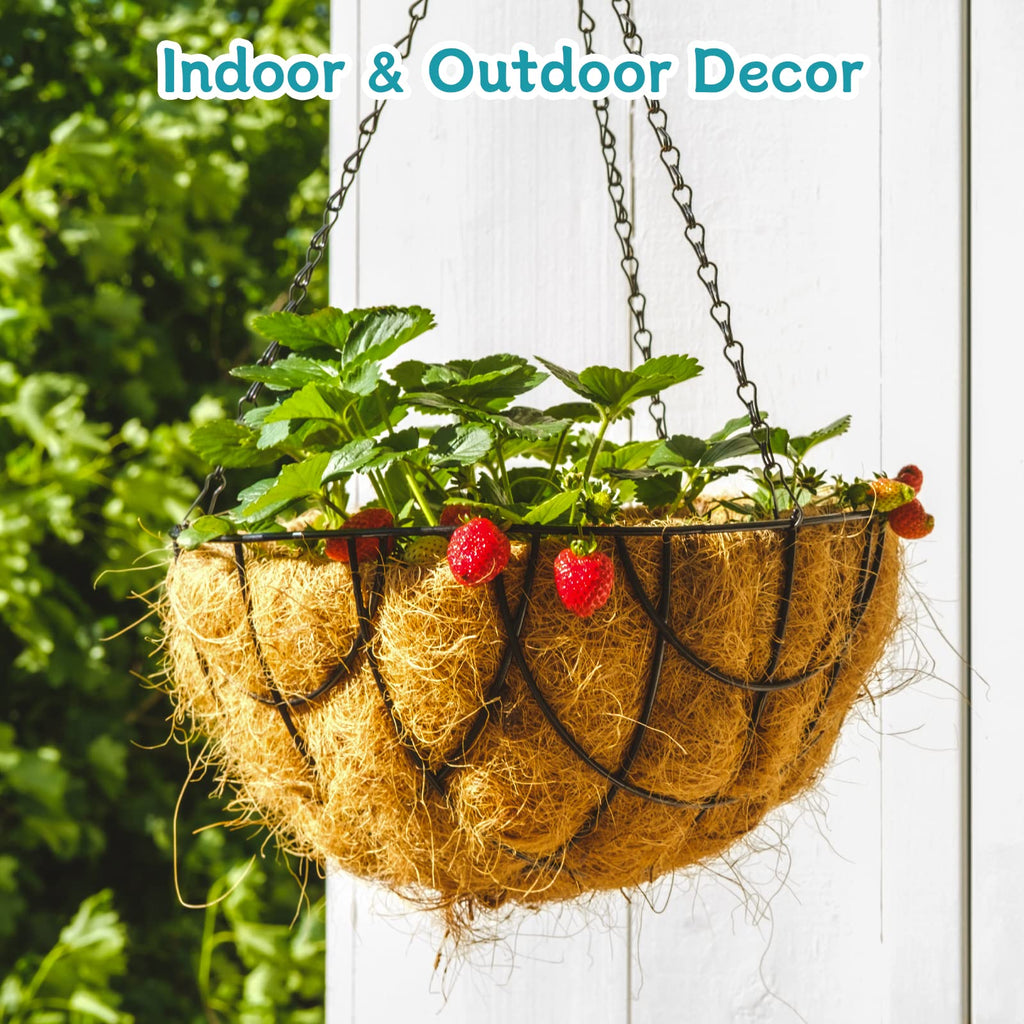 Riare 2 Pack 12 Inch Round Coco Liners Replacement, 100% Natural Coconut Coir Liners for Hanging Baskets, Garden Flower Vegetables Planter Pot, Window Box, Fence, Decks