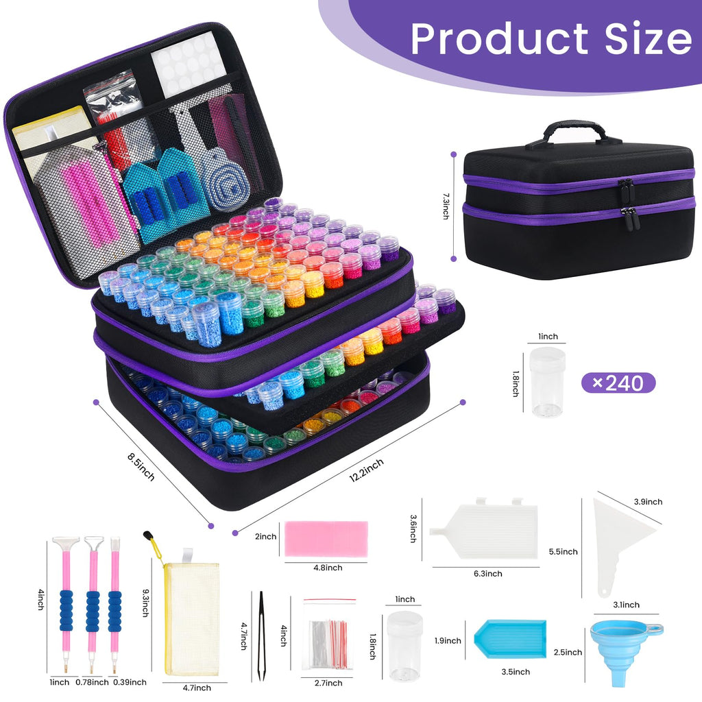 Douorgan Diamond Painting Storage Containers Portable Bead Organizer Shockproof Bead Art Storage Case Jewelry Beads Storage Box (30 Small Boxes)