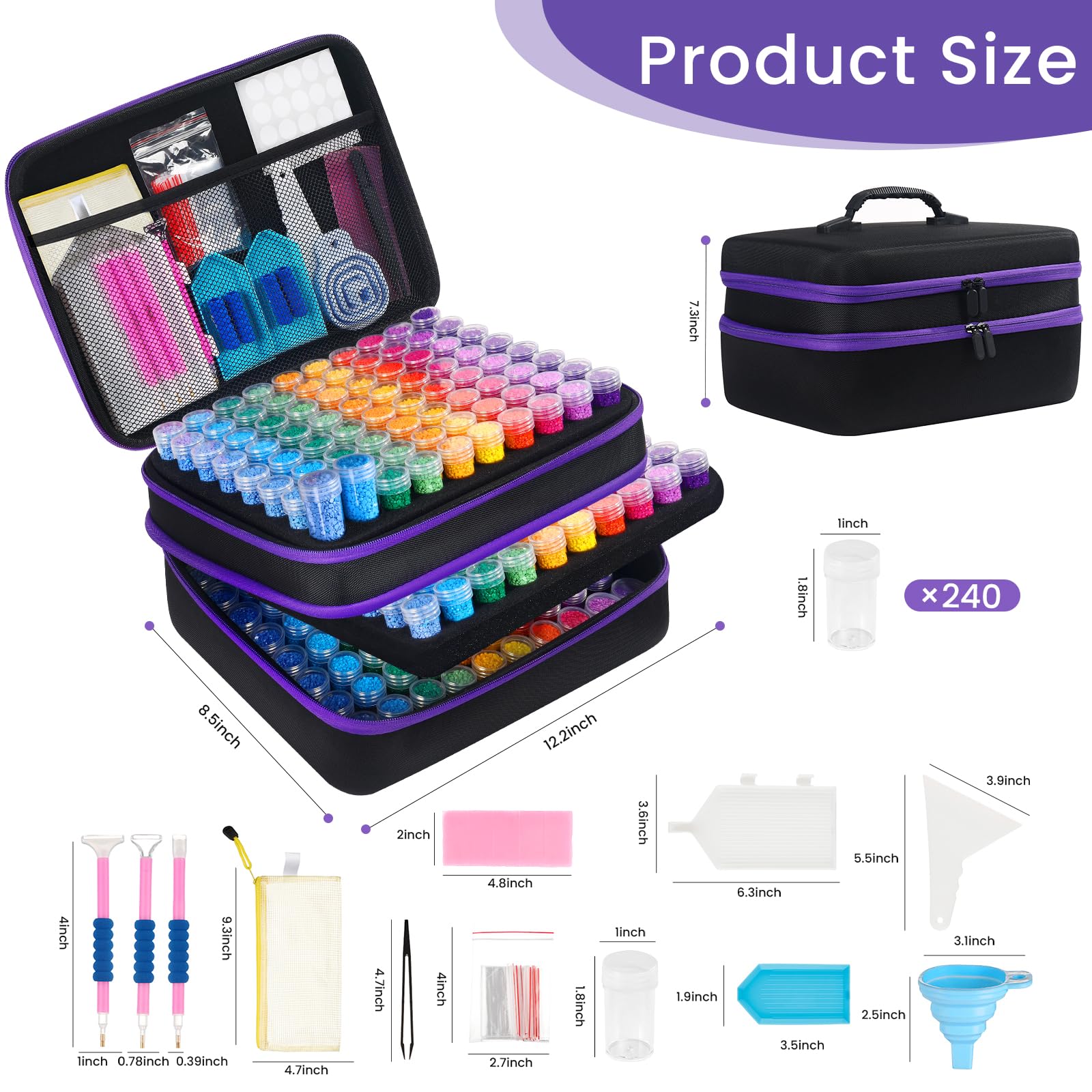 Douorgan Diamond Painting Storage Containers Portable Bead Organizer Shockproof Bead Art Storage Case Jewelry Beads Storage Box (30 Small Boxes)