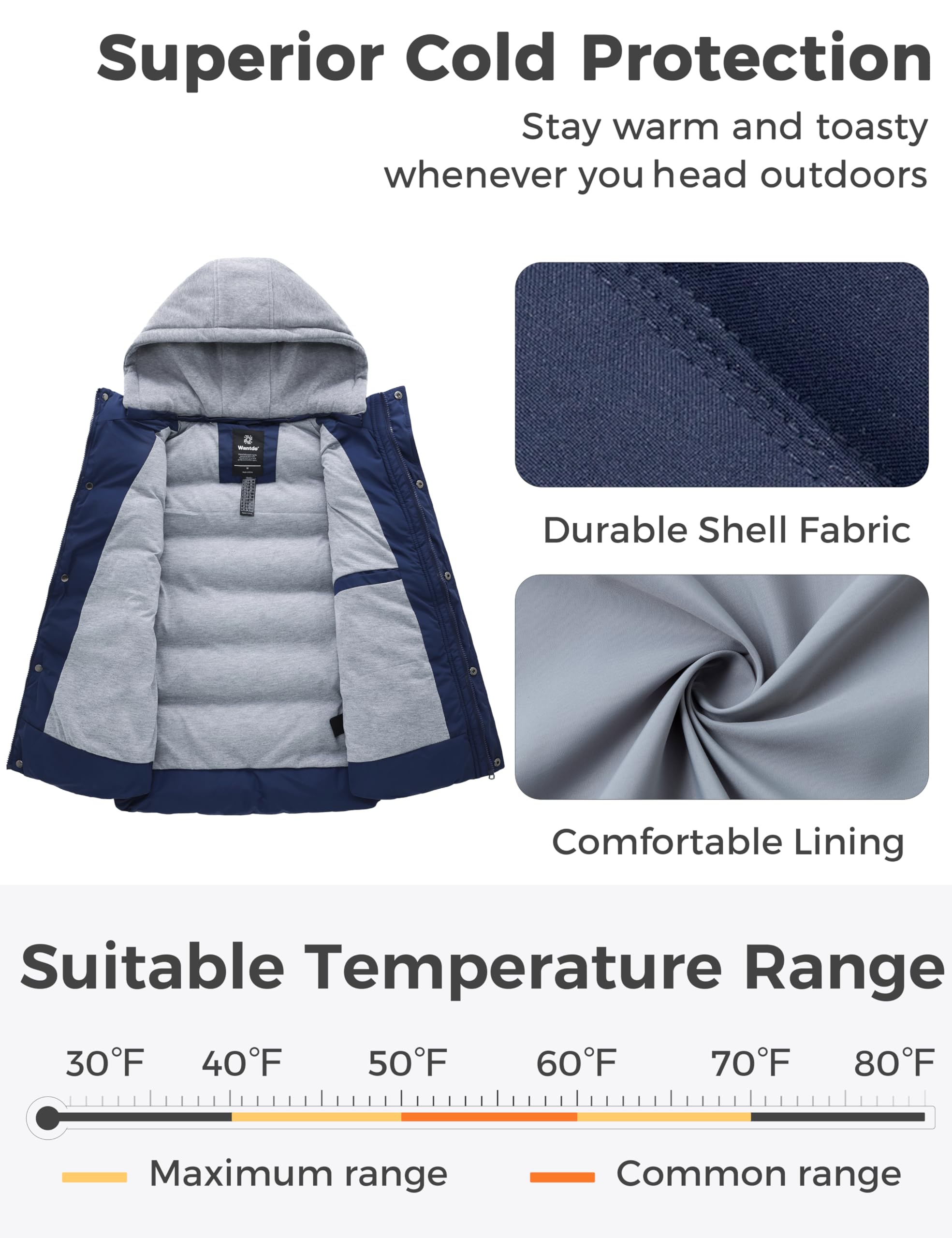 Wantdo Women's Quilted Puffer Vest Thicken Warm Winter Coat with Removable Hood