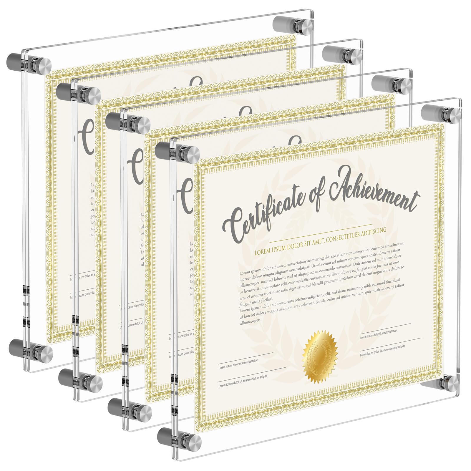 AITEE 8x10 Acrylic Picture Frames 4 Pack, Clear Picture Frames for Wall, Modern Frameless picture Frames Lucite Transparent Square Cubes Floating Hanging Photo Frame Gift for Home Office Display