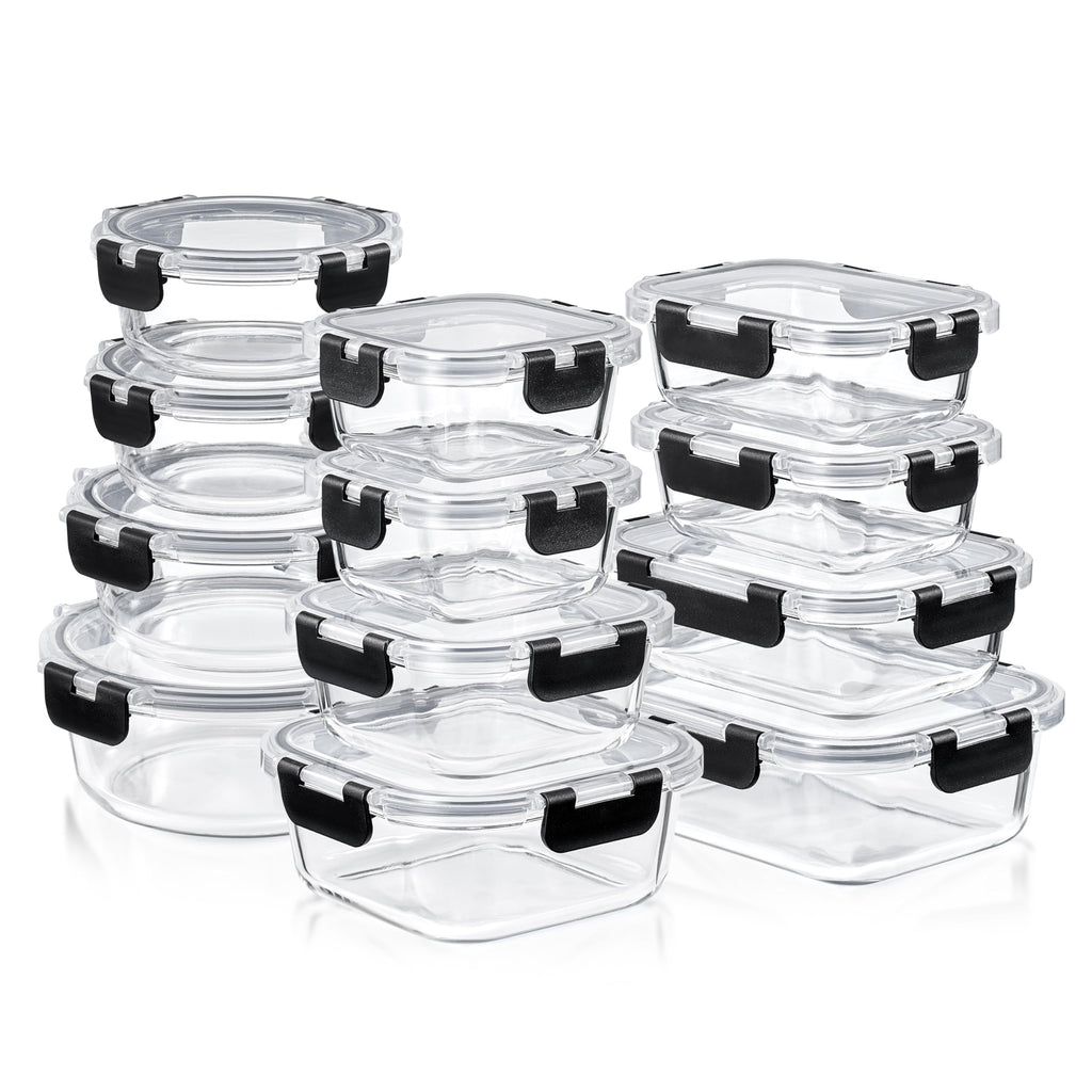 Sorbus 20pc Glass Meal Prep Containers Set – 10 Glass Food Storage Containers (21.3oz, 2.6 Cups) with Airtight Lids – Freezer, Dishwasher, and Oven Safe – Reusable Containers for Meal Prep and Storage