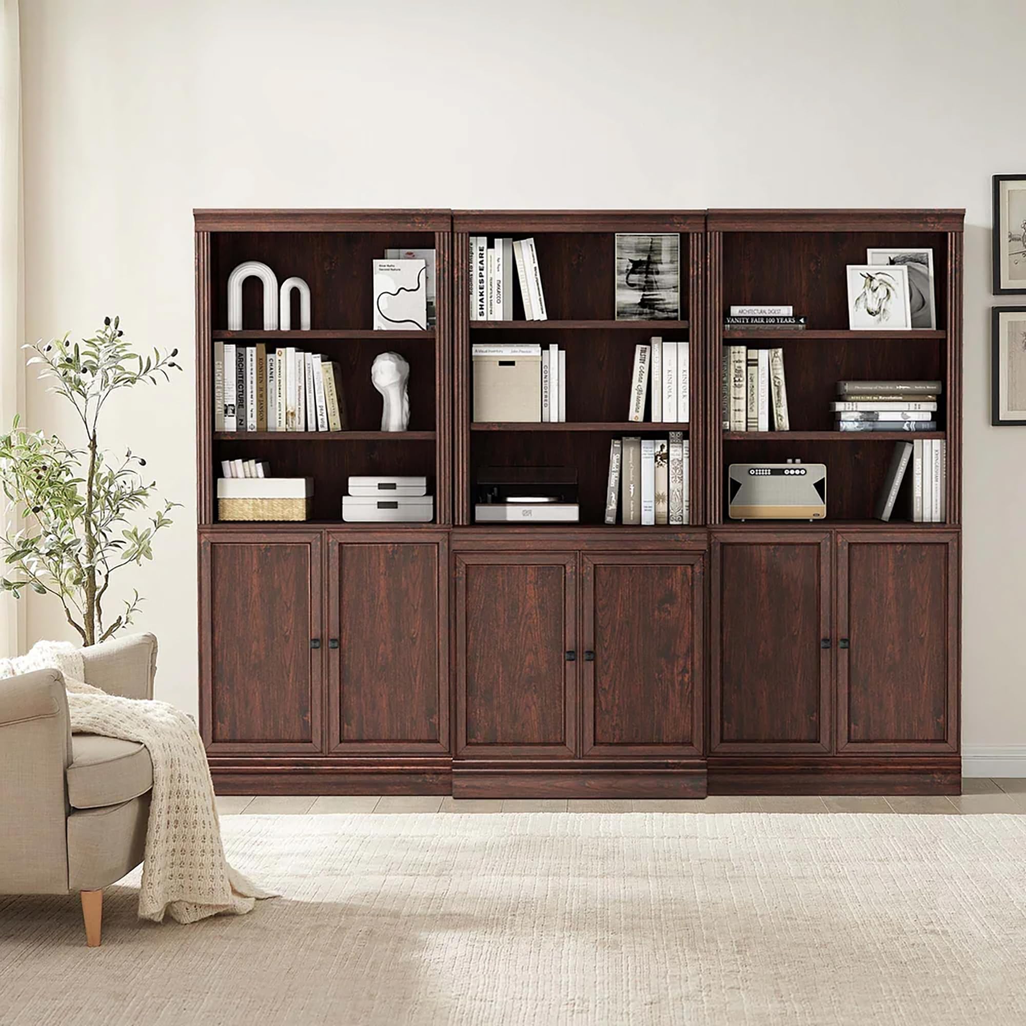 JAHRSTIM Halston Bookshelf, 5-Tier Tall Deep Storage Shelf, Adjustable Open Shelving Unit Closet Organizer and Storage for Living Room Home Office Bedroom, Modular Deep Bookcase Bookshelves