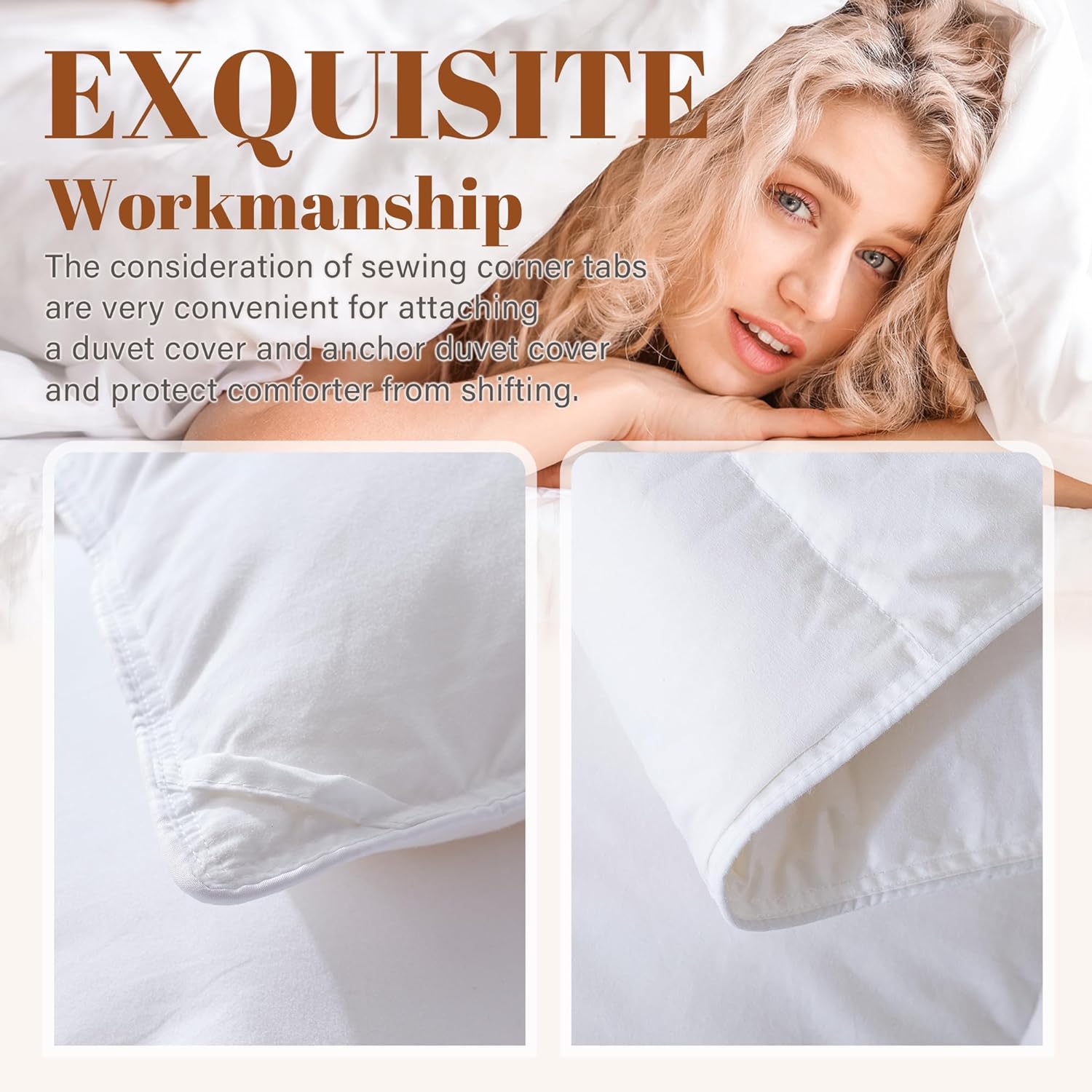 Cosybay Full Feather Down Fiber Comforter - Ultra Soft 100% Cotton Duvet Insert, All Season Hotel Luxury Bedding with Corner Tabs, 82"x86"