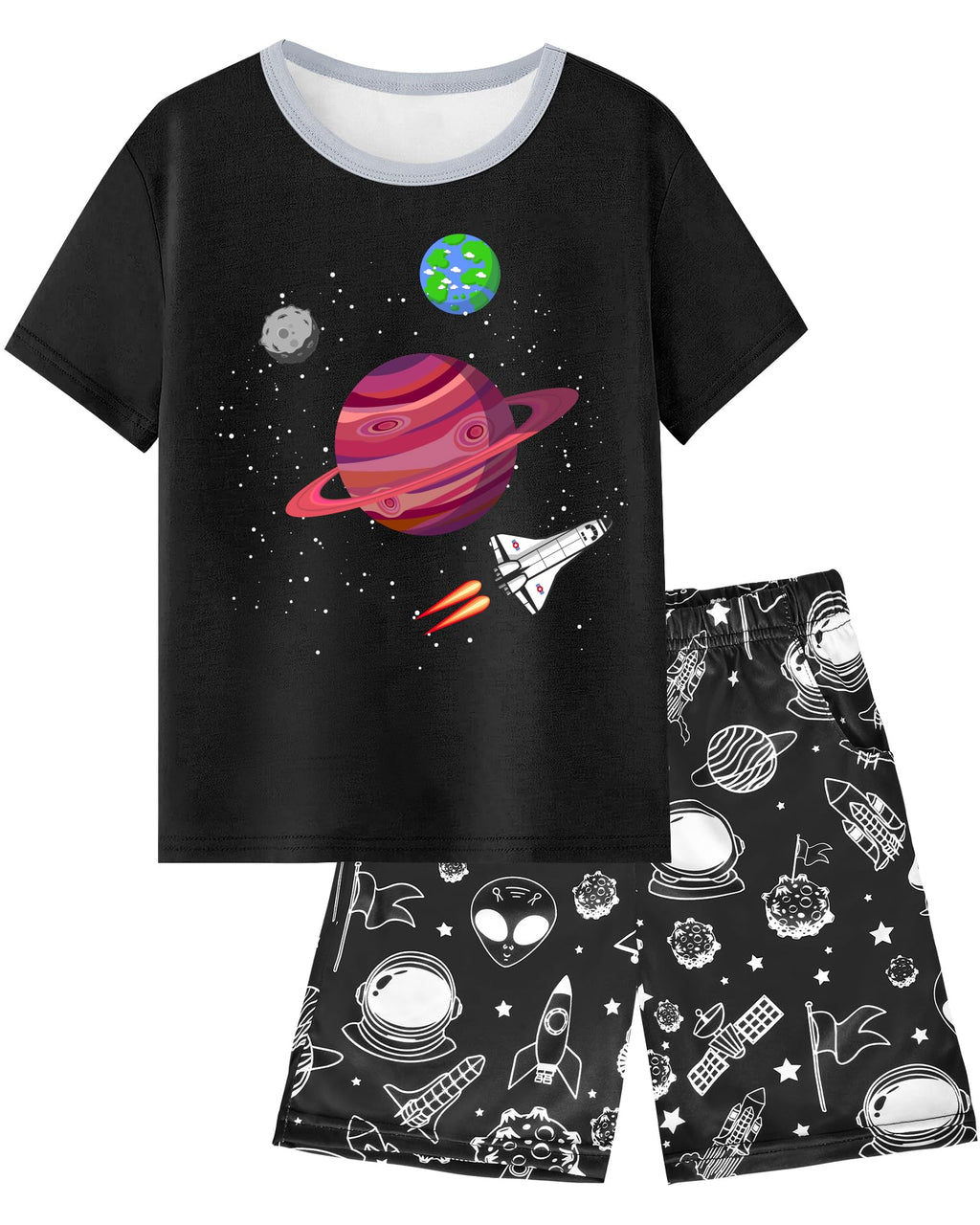 Fiodrimy Boys Pajamas Big Boys Summer PJs Set 2 Piece Kid Short Sleeve Sleepwear Nightwear Size 8-14