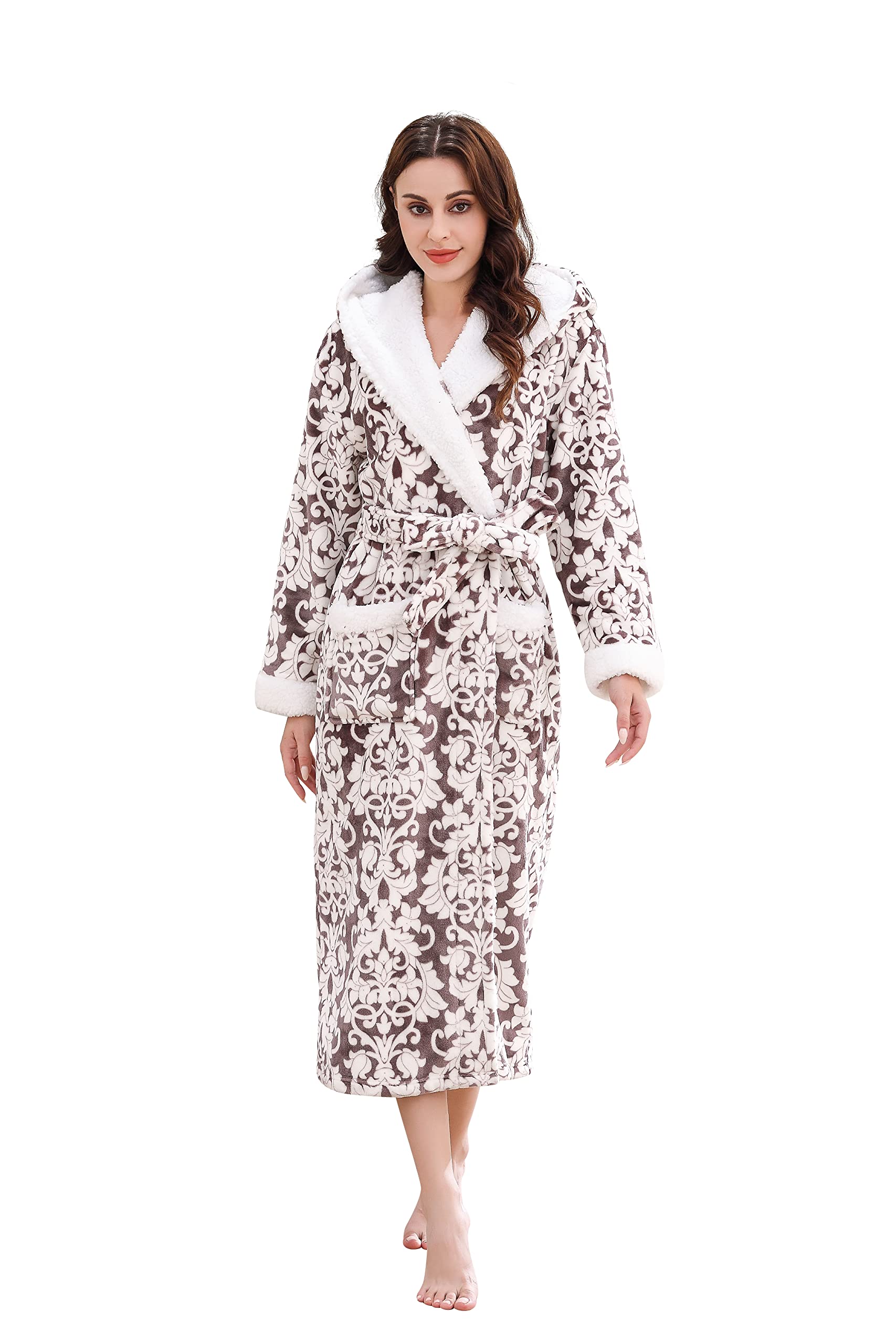 Richie House Women's Plush Soft Warm Fleece Bathrobe Robe RH1591