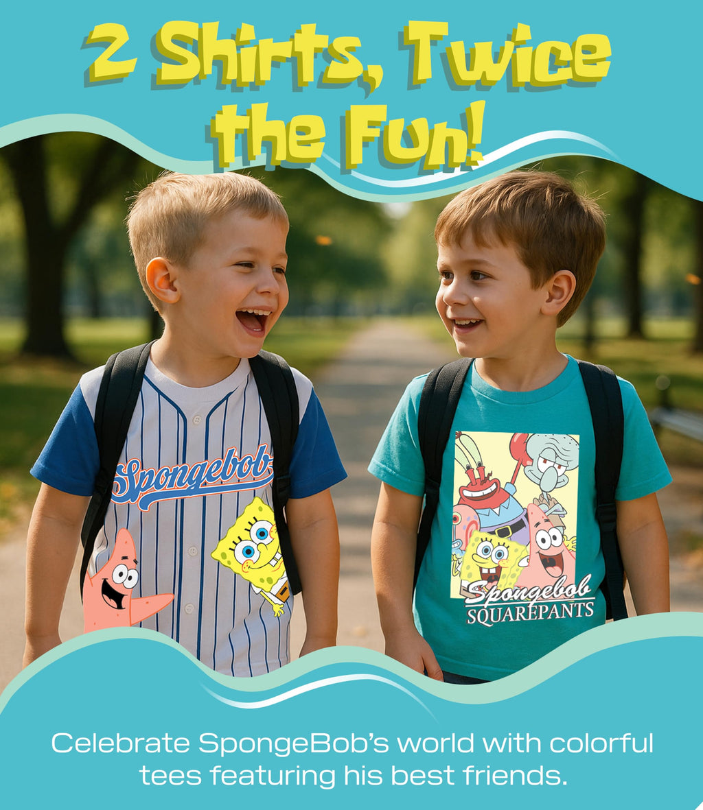 Spongebob Squarepants Graphic T-Shirt (Sets) Patrick Star Squidward Plankton Gary Outfit Tee Toddler/Birthday to Kids Clothes