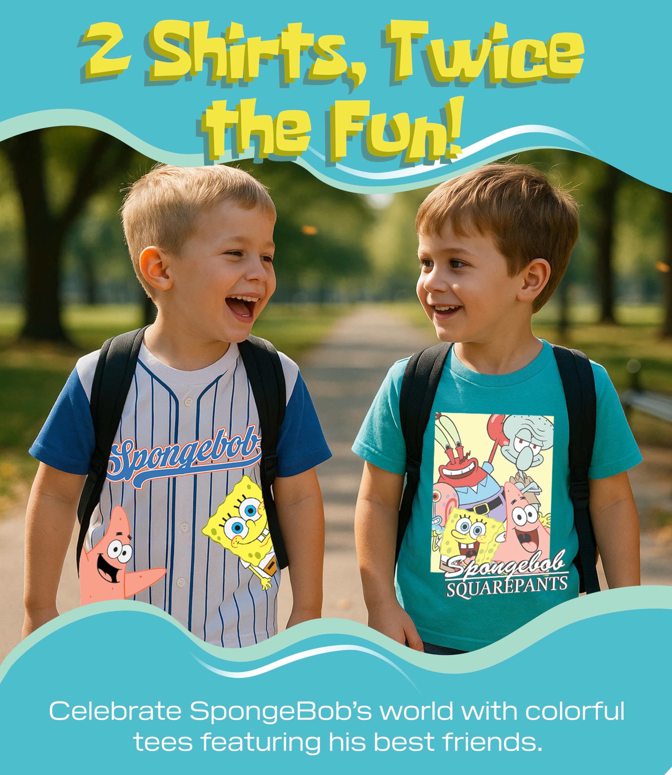 Spongebob Squarepants Graphic T-Shirt (Sets) Patrick Star Squidward Plankton Gary Outfit Tee Toddler/Birthday to Kids Clothes