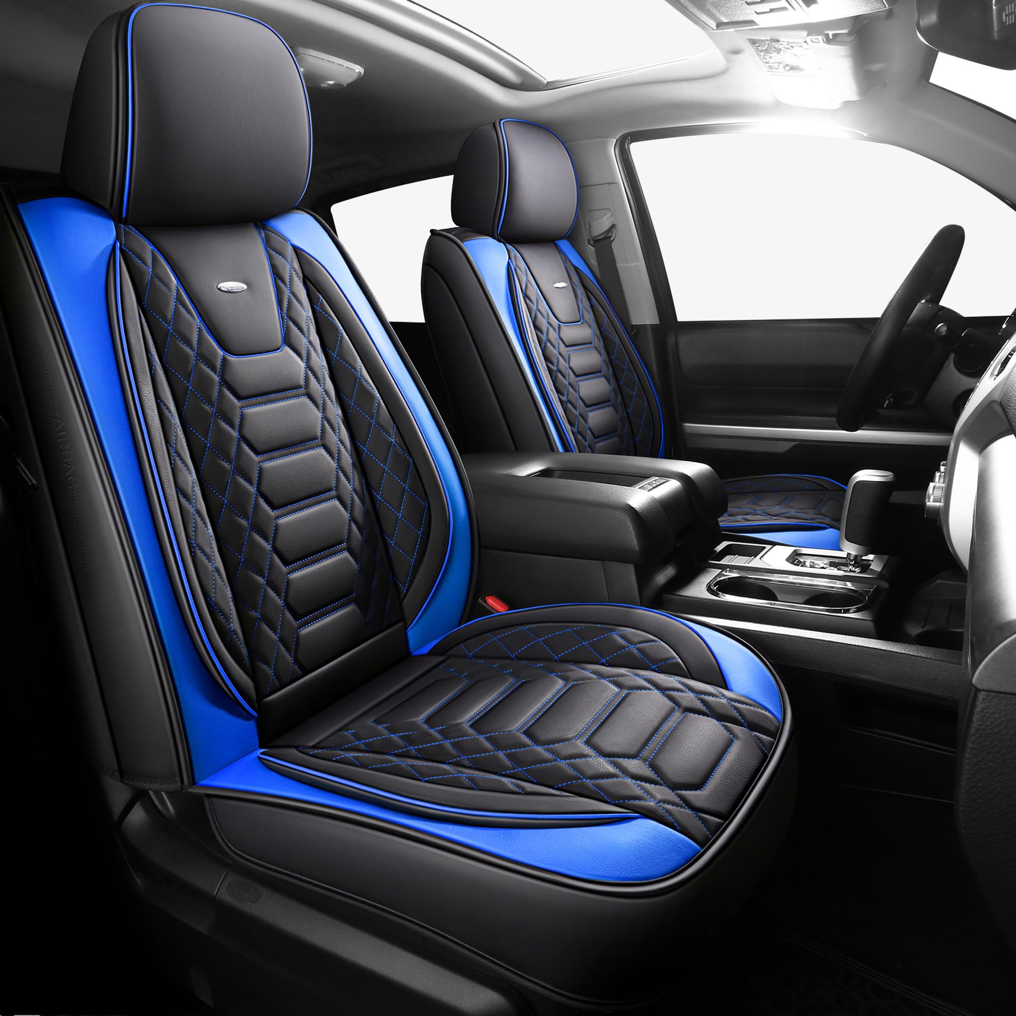 FREESOO Tundra Seat Covers 2007-2013, Fit for Toyota Tundra Crewmax Cab 5 Seats, Custom Truck Seat Covers with Waterproof Faux Leather Black
