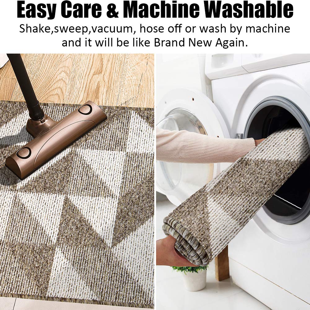 Indoor Doormat 24"x 36", Absorbent Front Back Door Mat Floor Mats, Rubber Backing Non Slip Door Mats Inside Mud Dirt Trapper Entrance Door Rug Carpet, Machine Washable Low Profile-Brown Time Cloister