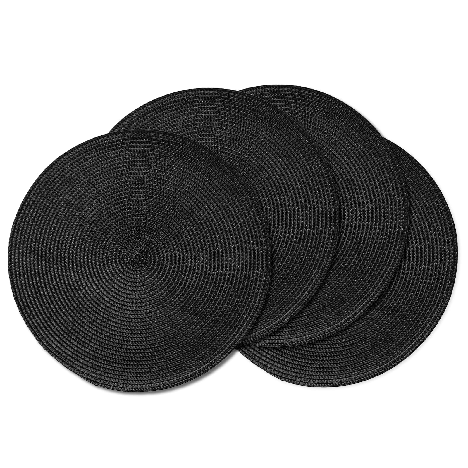 AHHFSMEI Round Placemats Set of 6 Heat Resistant Washable Non-Slip Woven Braided Table Mats for Dining Table Kitchen & Home Decor (Beige)