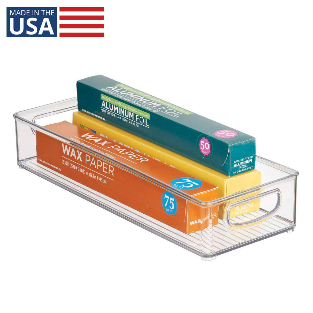 iDesign Slim Extra Long Clear Storage Bin | Narrow, Stackable, Kitchen or Pantry Organizer